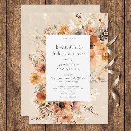 Rustic Boho Fall Floral Frame Bridal Shower Invitation