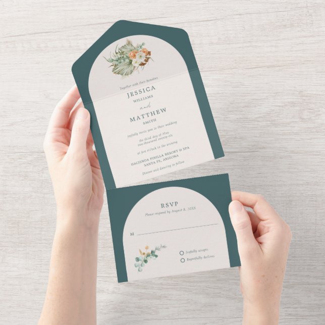 Rustic Boho Fall Flowers Autumn Wedding  All In One Invitation (Tearaway)