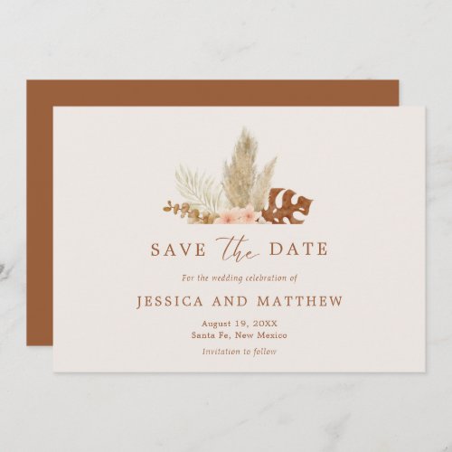 Rustic Boho Fall Flowers Outdoor Wedding Save The Date