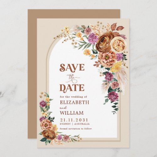 Rustic Boho Fall Garden Flowers Save the Date