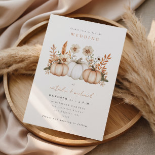 Rustic Boho Fall Pumpkin Wedding Invitation