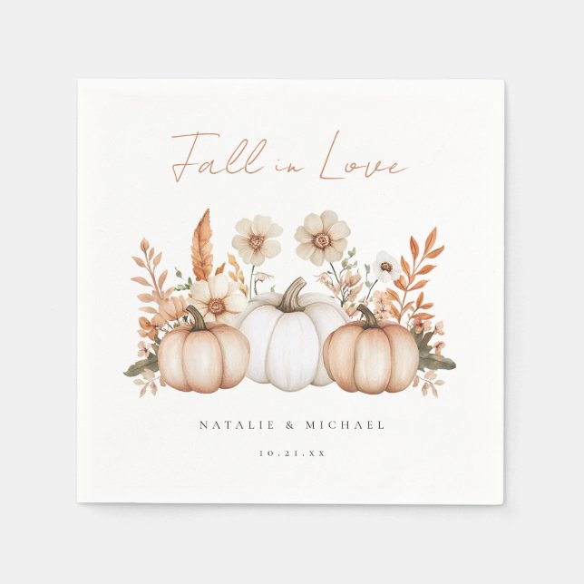 Rustic Boho Fall Pumpkin Wedding Napkins (Front)