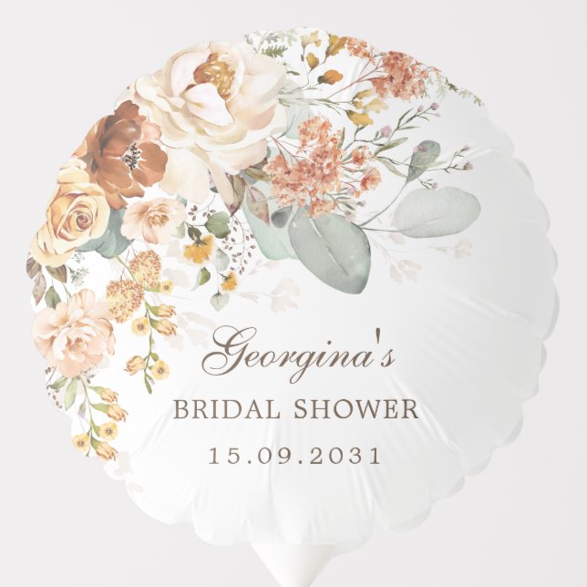 Rustic Boho Fall Terracotta Floral Bridal Shower Balloon (Front)