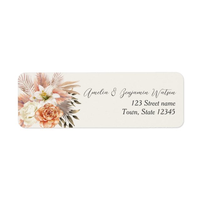 Rustic Boho Fall Wedding Address Label (Front)