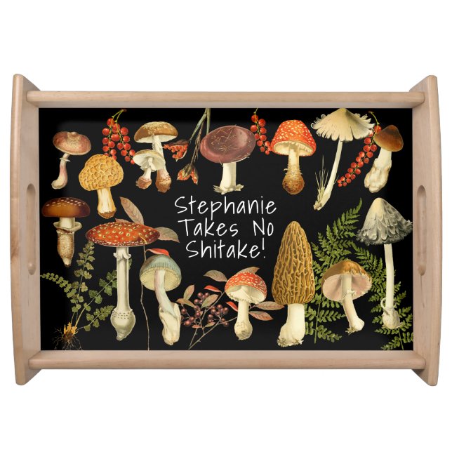 Rustic Boho Farmhouse Watercolor Mushrooms  Serving Tray (Front)