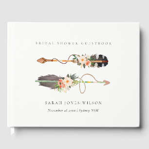 Rustic Boho Feather Floral Arrow Bridal Shower Guest Book