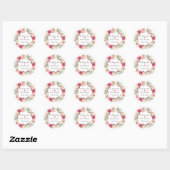 Rustic Boho Feather Floral Wreath Wedding Favor Classic Round Sticker (Sheet)