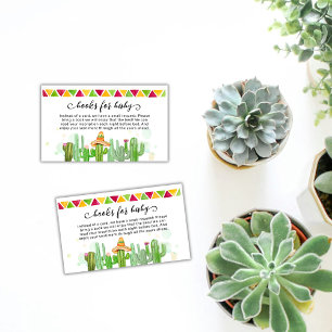 Rustic Boho Fiesta Cactus Books For Baby Shower Enclosure Card
