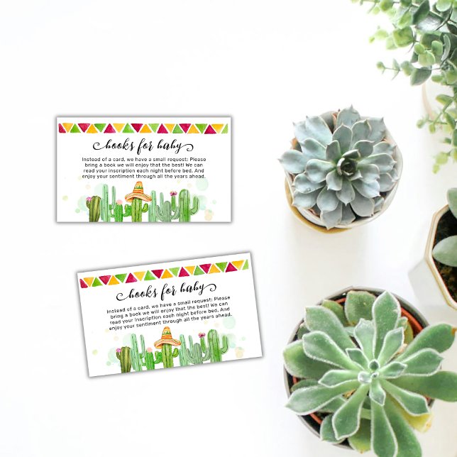 Rustic Boho Fiesta Cactus Books For Baby Shower Enclosure Card (Rustic Boho Fiesta Cactus Books For Baby Shower Enclosure Card)
