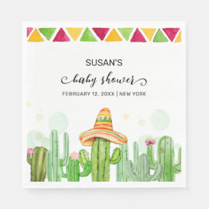Rustic Boho Fiesta Cactus Taco 'Bout A Baby Shower Napkins