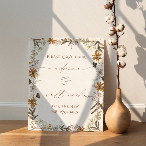 Rustic Boho Floral Advice and Wishes Wedding Sign