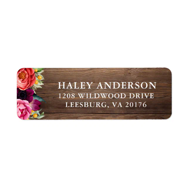 Rustic Boho Floral and Barn Wood Label | Zazzle