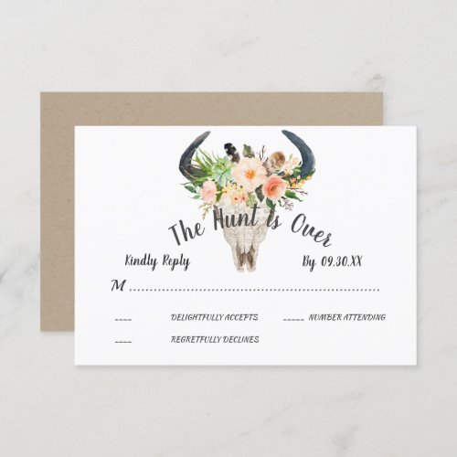 Rustic Boho Floral Antelope Hunt is Over RSVP Invitation