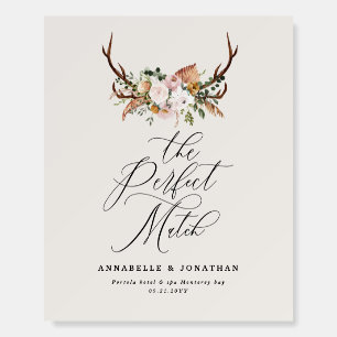 Rustic Boho Floral Antler Wedding Card & Gift Foam Board