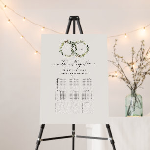 Rustic Boho Floral Antler Wedding Seating Chart Foam Board