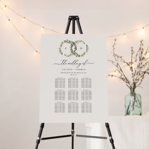 Rustic Boho Floral Antler Wedding Seating Chart Foam Board