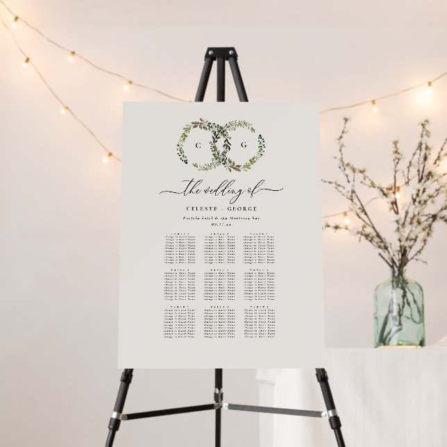 Rustic Boho Floral Antler Wedding Seating Chart Foam Board (In Situ (Stand))