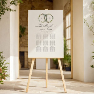 Rustic Boho Floral Antler Wedding Seating Chart Foam Board