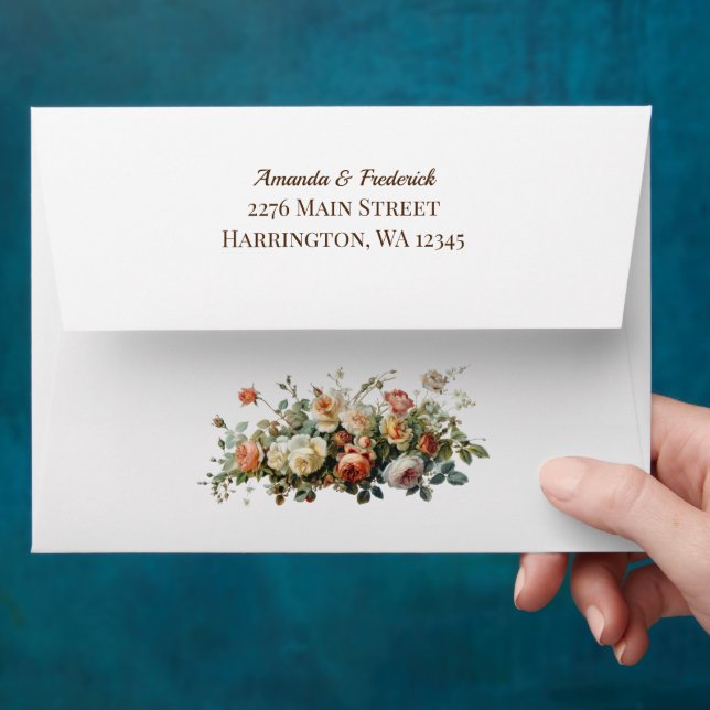 Rustic boho floral arrangement wedding envelope (Hand)