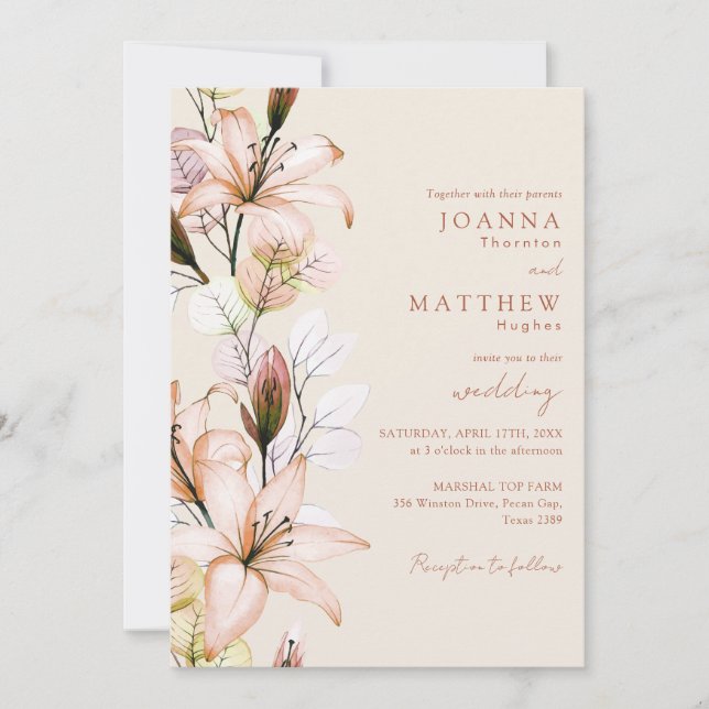 Rustic Boho Floral Autumn Fall Wedding Invitation (Front)