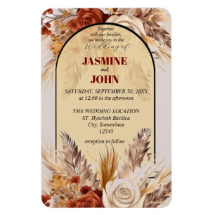 Rustic Boho Floral Autumn Wedding Invitation  Magnet