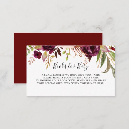 Rustic Boho Floral Baby Shower Book Request Enclosure Card