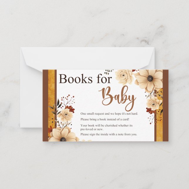Rustic Boho Floral Baby Shower  Books for Baby Note Card (Front)