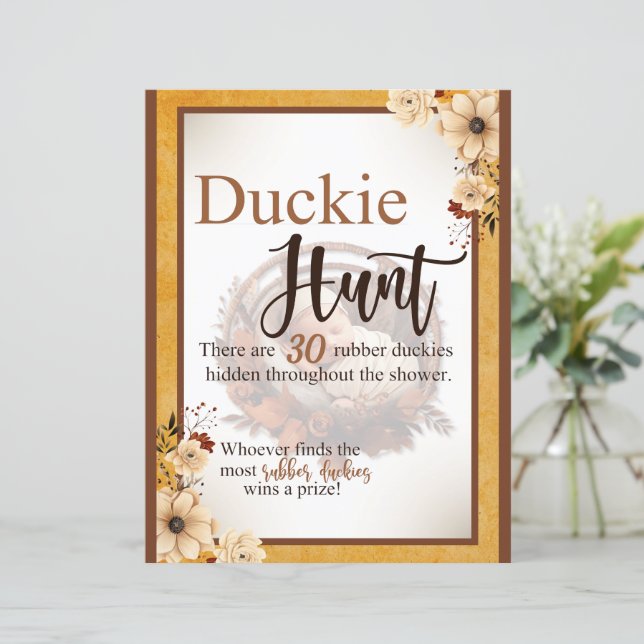 Rustic Boho Floral Baby Shower Duck Hunt Game (Standing Front)