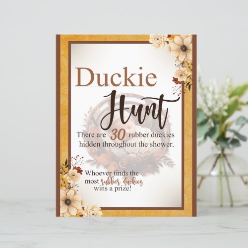 Rustic Boho Floral Baby Shower Duck Hunt Game