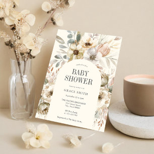Rustic Boho Floral Baby Shower Invitation