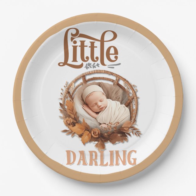 Rustic Boho Floral Baby Shower   Paper Plates (Front)