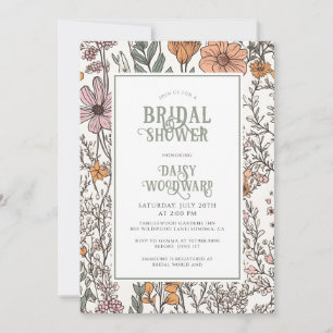 Rustic Boho Floral Bridal Shower Invitation
