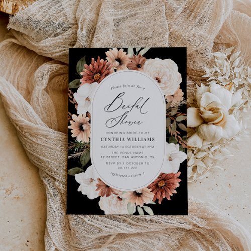 rustic boho floral bridal shower invitation