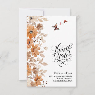 Rustic Boho Floral Bridal Shower Thank You Note Card