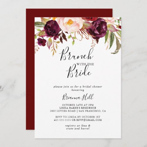 Rustic Boho Floral Brunch with the Bride Shower Invitation