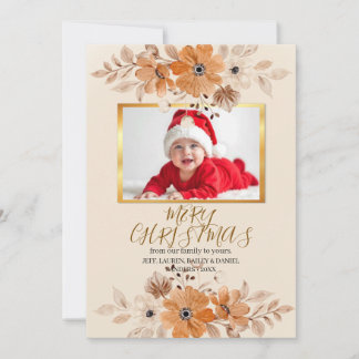 Rustic Boho Floral Christmas Holiday Card