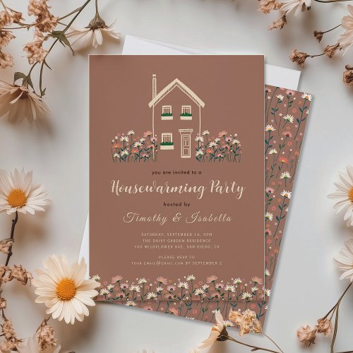 Rustic Boho Floral Fall Housewarming Party Invitation