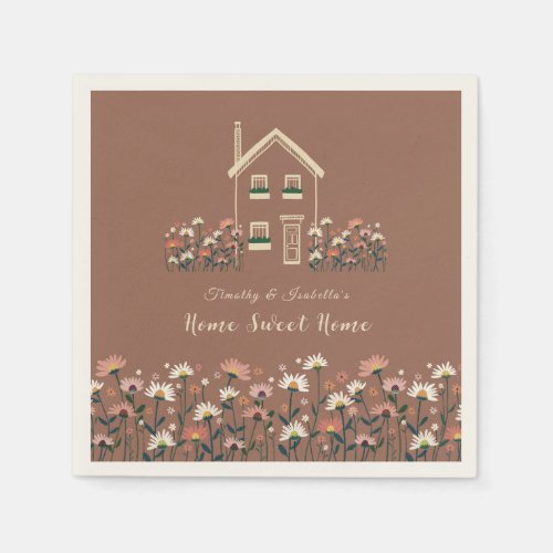 Rustic Boho Floral Fall Housewarming Party Napkins
