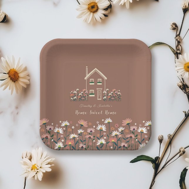 Rustic Boho Floral Fall Housewarming Party Paper Plates (Creator Uploaded)