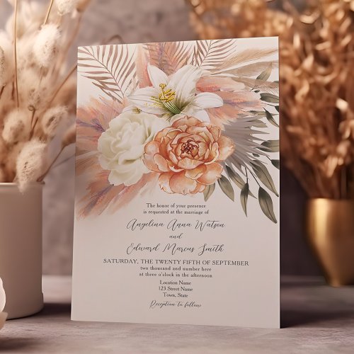 Rustic Boho Floral Fall Wedding Invitation