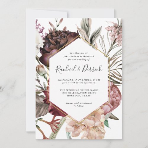 Rustic Boho Floral Fantasy Wedding Invitation