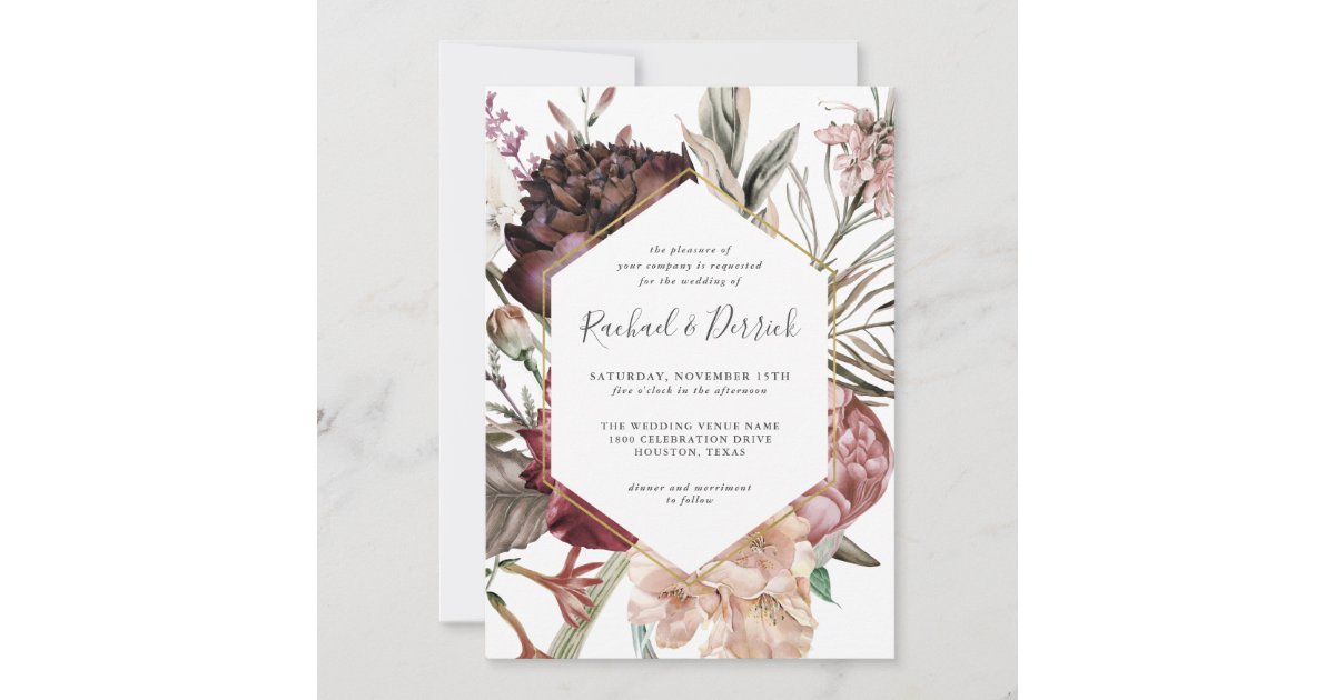 Rustic Boho Floral Fantasy Wedding Invitation