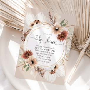 Rustic Boho Floral Frame Baby Shower Invitation