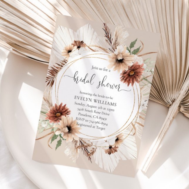 Rustic Boho Floral Frame Bridal Shower Invitation (Creator Uploaded)