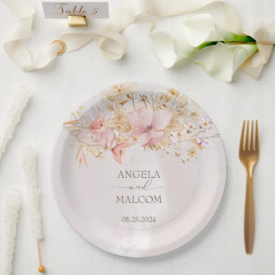 Rustic Boho Floral Garden Blooms Wedding Paper Plates