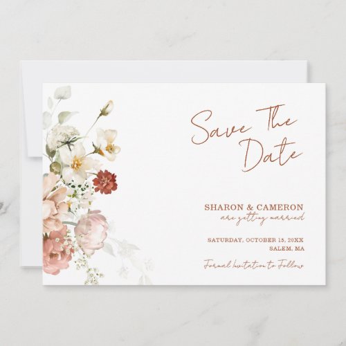 Rustic Boho Floral Garden Wedding Save The Date