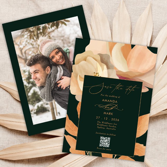 Rustic Boho Floral Green Save the date Invitation (Creator Uploaded)