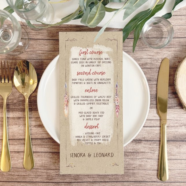 Rustic Boho Floral Kraft Wedding Menu (Creator Uploaded)