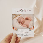 Rustic Boho Floral | Photo Birth Announcement Postcard<br><div class="desc">This simple and elegant baby birth announcement postcard features pretty boho watercolor flowers in shades of orange,  taupe,  peach,  and blush
on a white background with handwritten script. Add your favorite photo of your newborn to complete this rustic botanical look.</div>