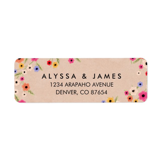 Rustic Boho Floral Return Address Labels (Front)